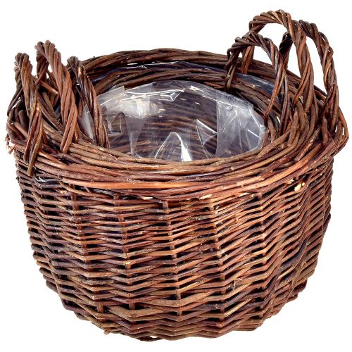 Article Ensemble polyvalent de paniers ronds en osier avec poignées - 3 tailles (30 cm, 26 cm, 20 cm) - Parfait pour le rangement et la décoration de la maison - Lot de 3