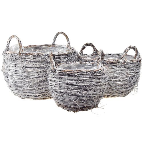 Floristik24 Ensemble de paniers en osier lavé blanc - 3 tailles (42 cm, 36 cm, 26 cm) - Polyvalent pour la décoration et le rangement - Lot de 3 pièces