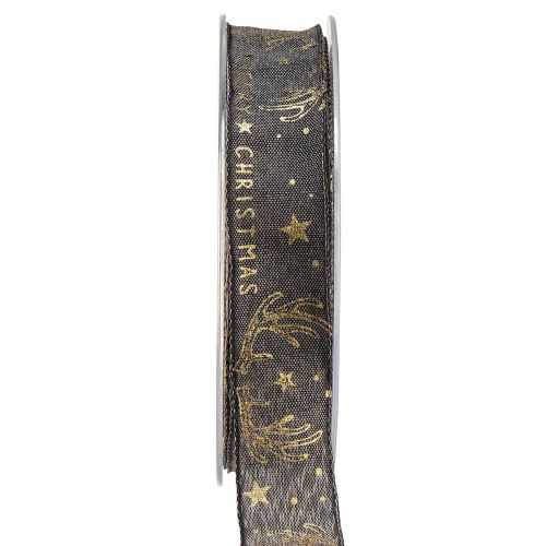 Floristik24 Ruban de Noël décoration bois étoile marron doré L25mm L15m