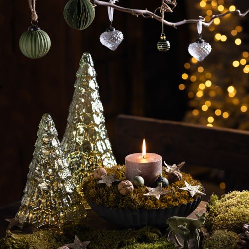 Article Sapin de Noël avec éclairage LED vintage vert doré 38cm