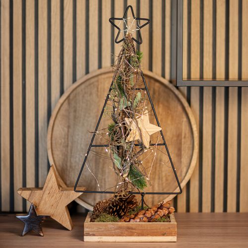 Floristik24 Sapin de Noël en métal avec étoile et plateau – 25x18x66 cm – Décoration de Noël moderne