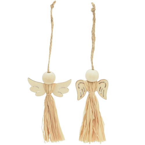 Article Ange de Noël Décoration de sapin de Noël ange raphia 11cm 12 pcs