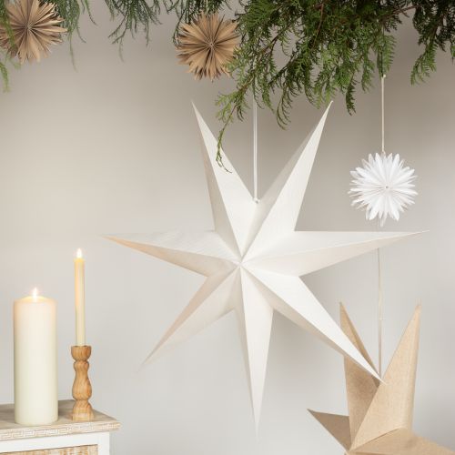 Article Étoile de Noël blanche en papier à éclairer 60 cm 2 pièces