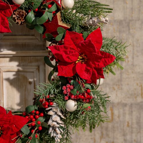Article Poinsettia Étoile de Noël Rouge Artificiel L55cm 2pcs