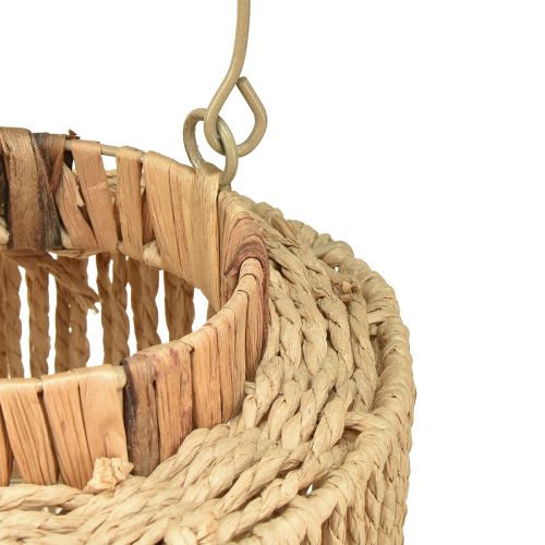 Article Lanterne raphia avec anse fibre naturelle métal Ø19cm H21cm