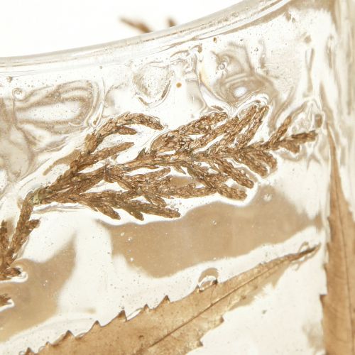 Article Lanterne en verre à feuilles dorées Ø7,5cm H8,5cm 2pcs