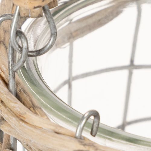 Lanterne suspendue, verre, métal, osier, Ø14,5 cm, 2 pièces | Floristik24.fr