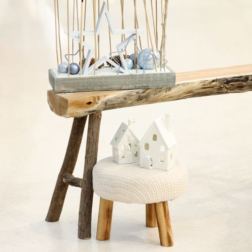 Article Lanterne maison décoration de table en céramique Avent blanc H18cm