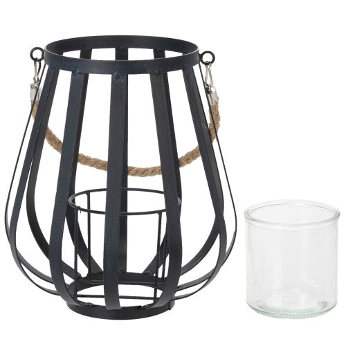 Article Lanterne en métal avec verre, anthracite, Ø23cm, H27cm