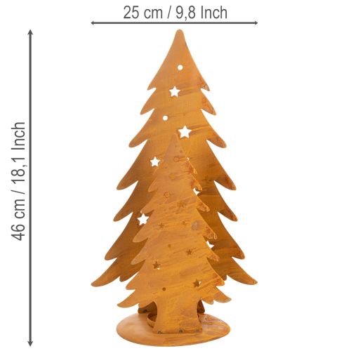 Lanterne de sapin de Noël, décoration en métal à la finition rustique, H 46 cm x L 25,5 cm | Floristik24.fr