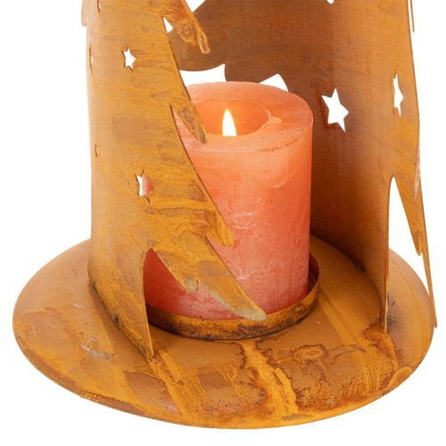 Lanterne de sapin de Noël, décoration en métal à la finition rustique, H 46 cm x L 25,5 cm | Floristik24.fr