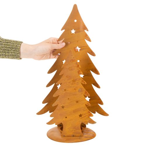 Lanterne de sapin de Noël, décoration en métal à la finition rustique, H 46 cm x L 25,5 cm | Floristik24.fr