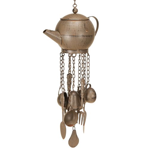 Floristik24 Carillon à vent théière à suspendre marron foncé 70 cm