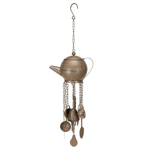 Article Carillon à vent théière à suspendre marron foncé 70 cm