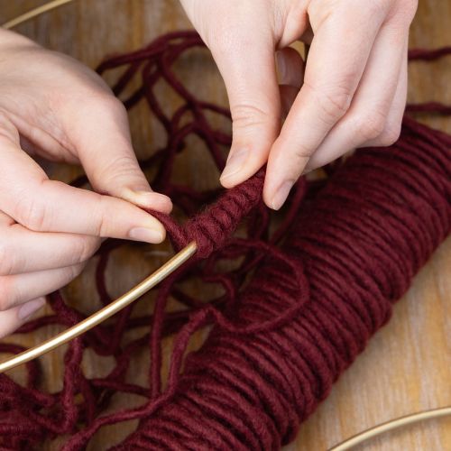 Article Fil à mèche, cordon de laine, Bordeaux, 55 m, art floral, loisirs créatifs, bricolage