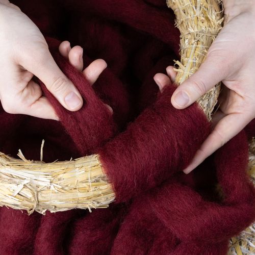 Article Cordon de laine décoratif, rouge foncé, ruban de laine de 10 m pour l'art floral et les loisirs créatifs