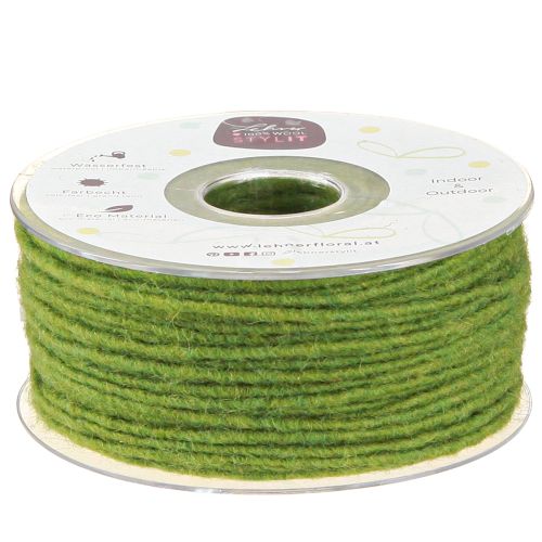 Floristik24 Fil de mèche en laine et feutre vert mousse 3 mm 100 m