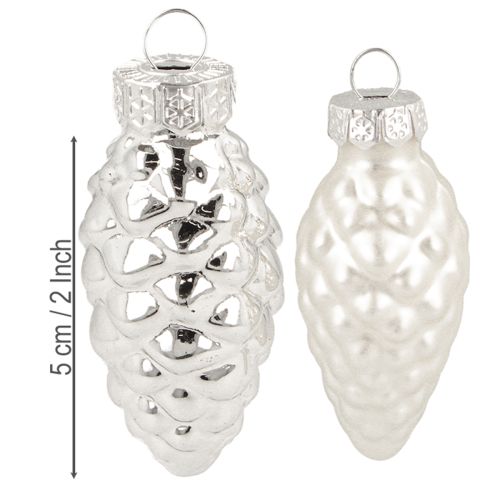 Article Cônes mixtes en verre argenté 5 cm 14 pièces