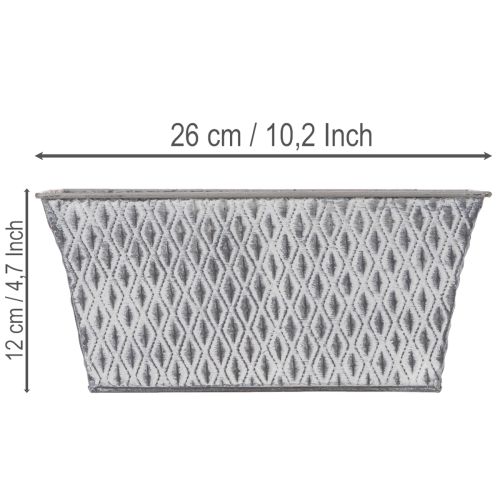 Bol en zinc à motif losanges, 26 cm x 15,5 cm | Floristik24.fr