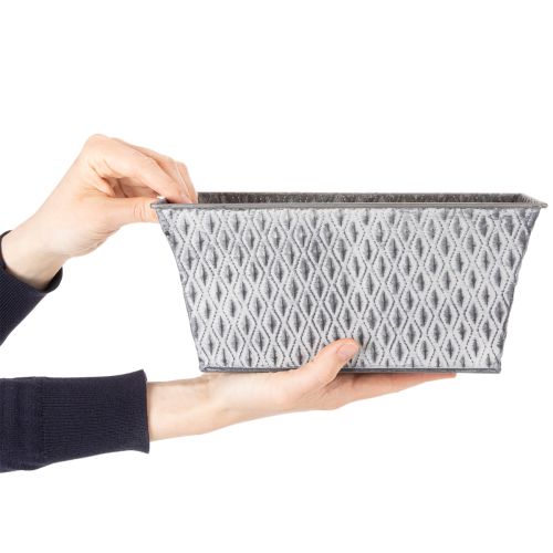 Bol en zinc à motif losanges, 26 cm x 15,5 cm | Floristik24.fr
