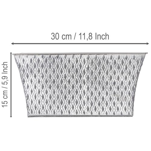 Bol en zinc à motif losanges 30 cm × 18 cm H 15 cm | Floristik24.fr