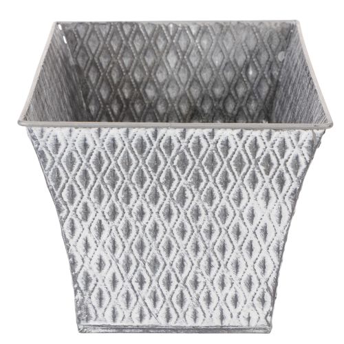Bol en zinc à motif losanges 30 cm × 18 cm H 15 cm | Floristik24.fr