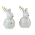 Floristik24 Figurines décoratives lapin de Pâques lapins avec motif à pois 13cm 2pcs