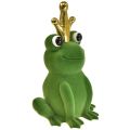 Floristik24 Grenouille déco, prince grenouille, décoration printanière, grenouille avec couronne dorée vert 40,5cm