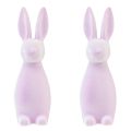 Floristik24 Lapins décoratifs floqués lapins de Pâques violet clair 8×10×29cm 2pcs
