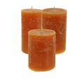 Floristik24 Bougies piliers de couleur unie Rustique Orange Foncé Coucher de Soleil