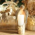 Figurine ange porte-bougie en métal doré 27 cm | Floristik24.fr