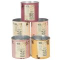Boîte décorative en métal, style shabby chic, Ø 11 cm H 10,5 cm, couleurs variées | Floristik24.fr
