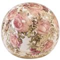 Floristik24 Boule en céramique motif rose faïence décorative en céramique 12cm