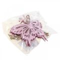 Pendentif papillon déco métal rose rose 8.5x9.5cm 6pcs