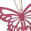 Pendentif papillon déco métal rose rose 8.5x9.5cm 6pcs