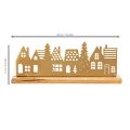 Silhouette de maisons en métal doré sur socle en bois 29 cm | Floristik24.fr