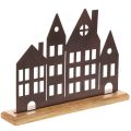 Floristik24 Décoration de rangée de maisons, en métal avec base en bois, 30 cm