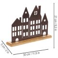 Décoration de rangée de maisons, en métal avec base en bois, 30 cm | Floristik24.fr