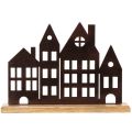 Décoration de rangée de maisons, en métal avec base en bois, 30 cm | Floristik24.fr