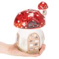 Décoration maison champignon en céramique rouge et blanche 21 cm pour bougie chauffe-plat | Floristik24.fr