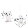 Floristik24 Ange décoratif ours polaire sur skis avec écharpe 10 cm set de 2