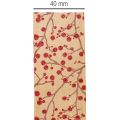 Ruban de décoration en tissu avec branches et baies rouges pailletées 40mm x 15m | Floristik24.fr