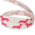 Ruban décoratif en polyester motif teckel rose 15 mm 18 m | Floristik24.fr