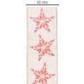 Ruban décoratif beige avec étoiles rouges fil de fer 40mm 15m | Floristik24.fr