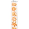 Ruban décoratif avec motifs de pain d'épices, 25 mm x 18 m, blanc et orange | Floristik24.fr