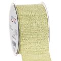 Floristik24 Ruban décoratif avec paillettes 55 mm x 15 m en polyester vert clair