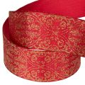 Ruban décoratif en polyester avec motifs dorés, 40 mm x 15 m, rouge et or | Floristik24.fr