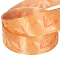 Ruban décoratif automnal en polyester avec motif de feuilles, 25 mm x 18 m | Floristik24.fr