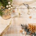 Ruban décoratif de Noël avec motif de cerf en polyester 15mm x 15m beige et doré | Floristik24.fr