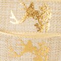 Ruban décoratif de Noël avec motif de cerf en polyester 15mm x 15m beige et doré | Floristik24.fr